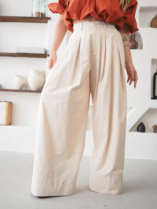 Calças Pantalona Com Pregas