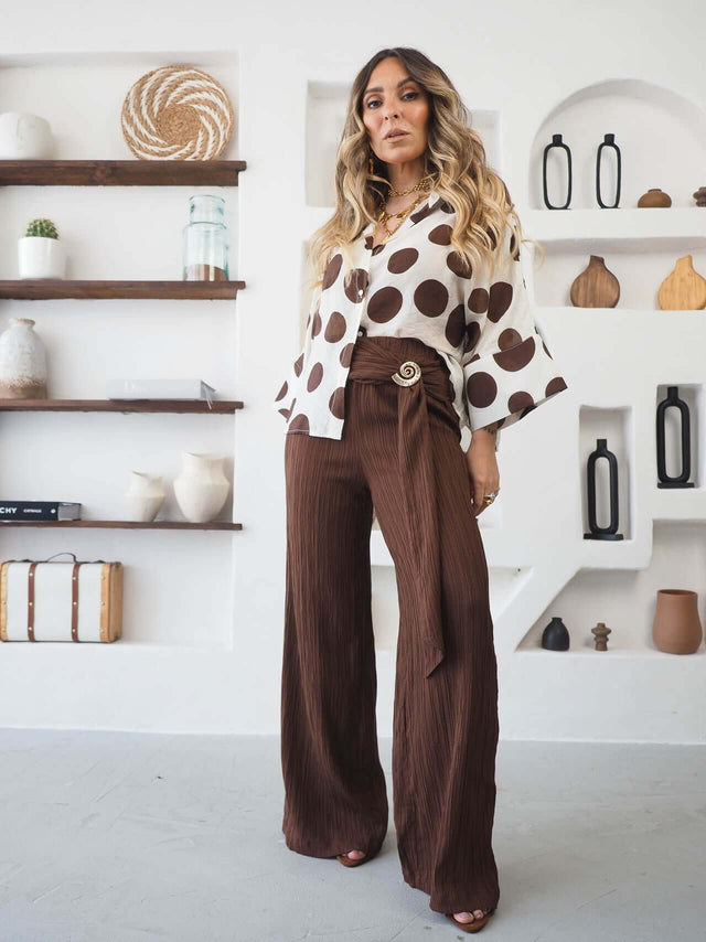Textured Pants with Belt