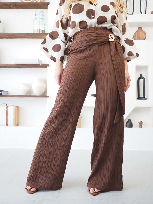 Textured Pants with Belt