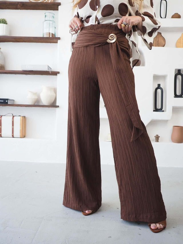 Textured Pants with Belt