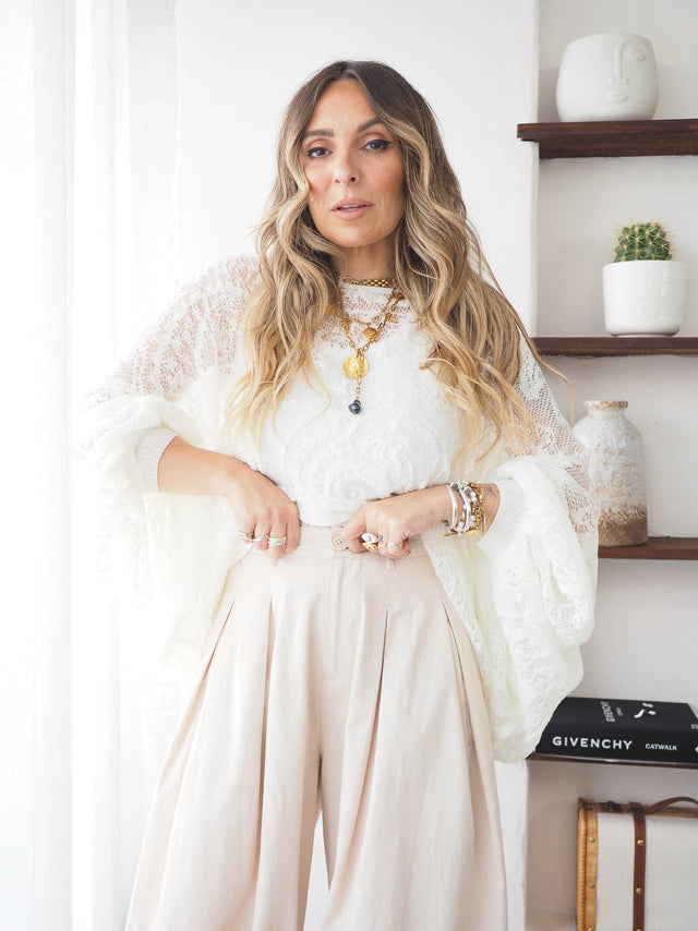 Camisola Renda Efeito Poncho