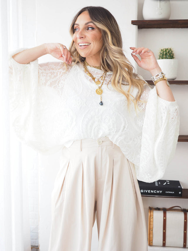 Camisola Renda Efeito Poncho