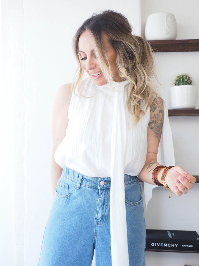 Blusa Manga Cava Com Lenço