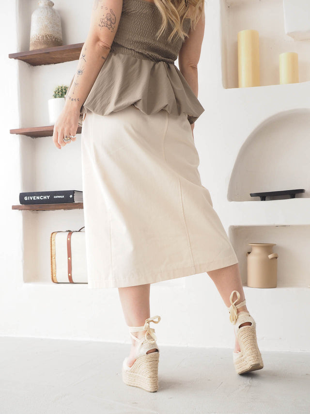 Saia Midi Com Bolsos