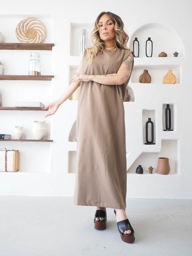 Vestido Midi Básico Com Cinto