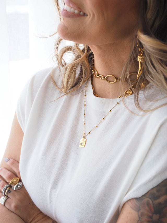 Gold-Plated Scapular-Style Necklace
