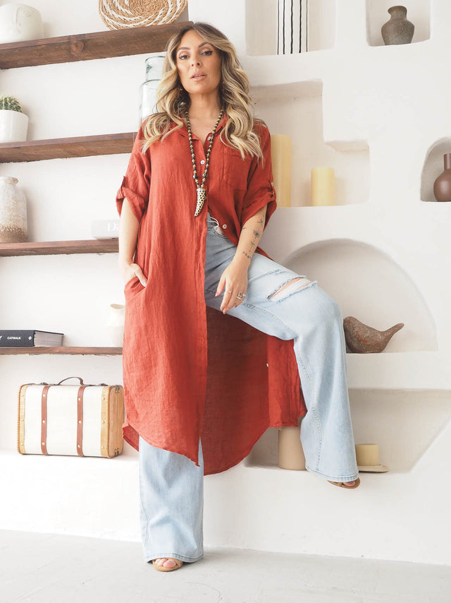Vestido Camiseiro Linho