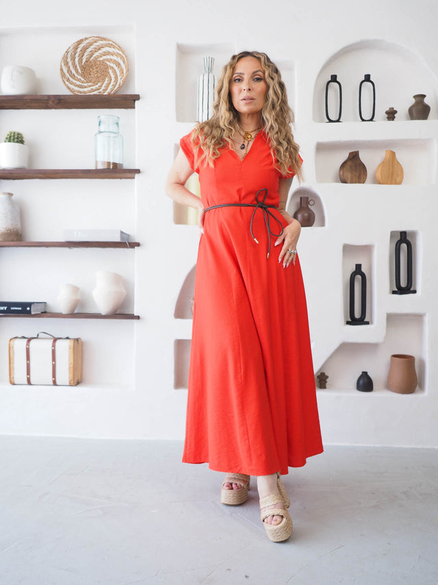 Vestido Midi Com Cinto