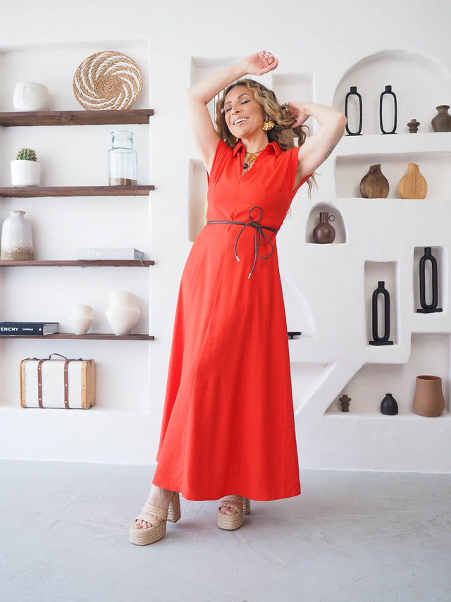 Vestido Midi Com Cinto