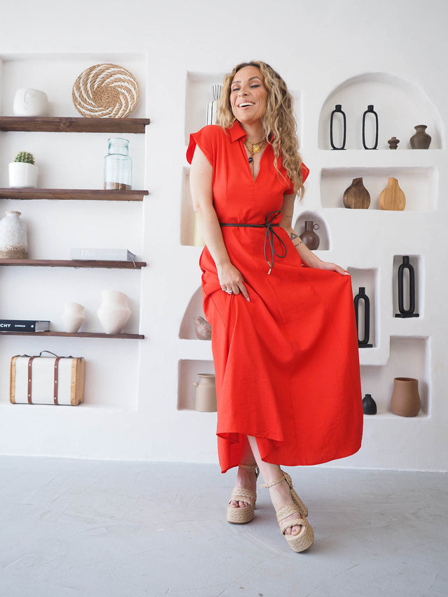 Vestido Midi Com Cinto