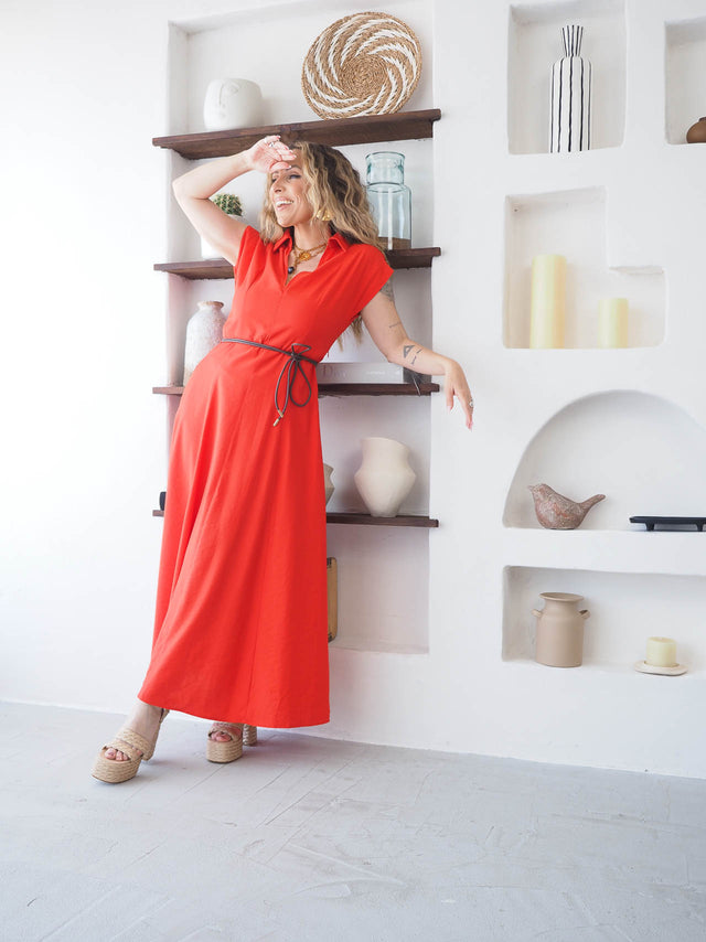 Vestido Midi Com Cinto