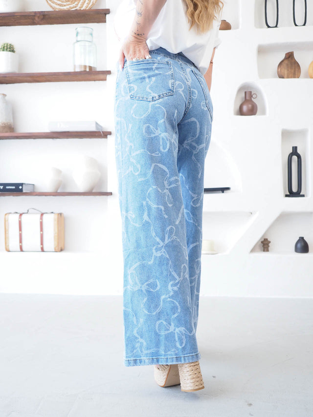 Calças de Ganga Wide Leg Estampadas