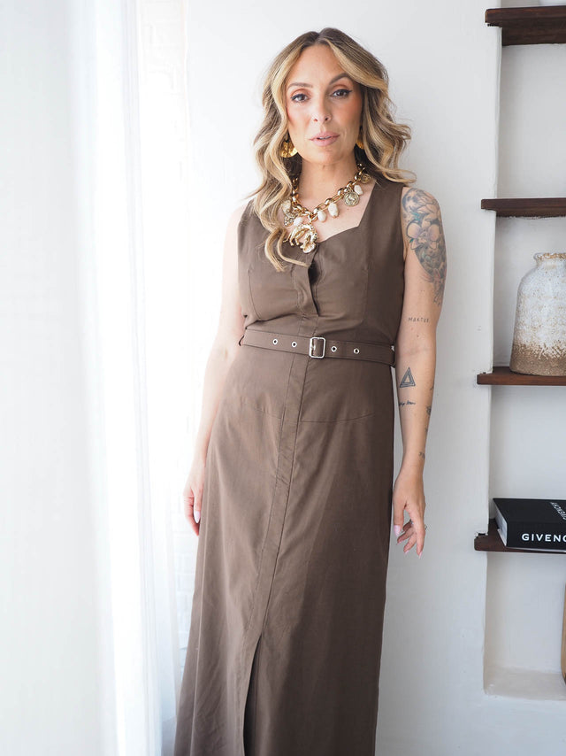 Vestido Comprido Com Cinto