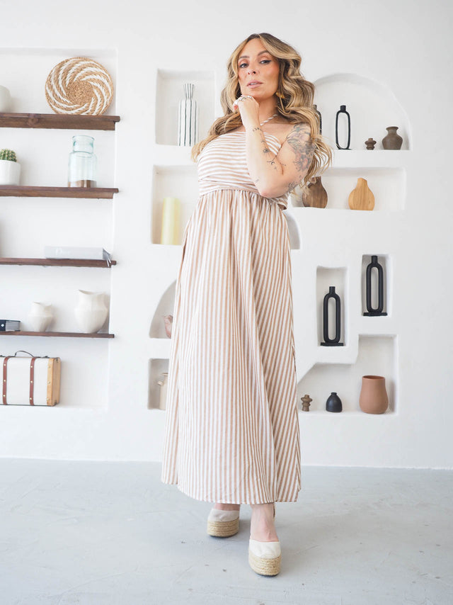 Vestido Midi às Riscas