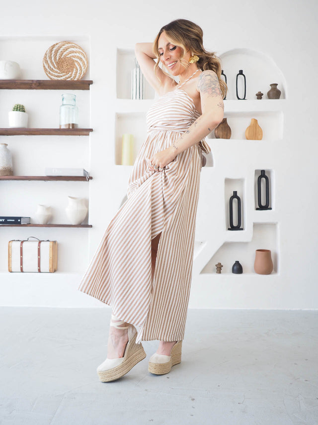 Vestido Midi às Riscas