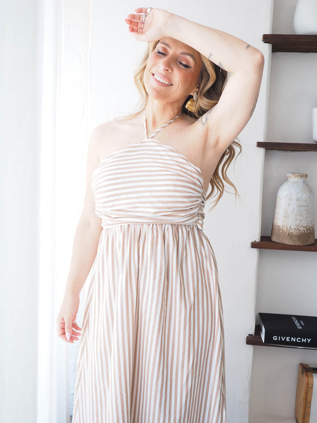 Vestido Midi às Riscas