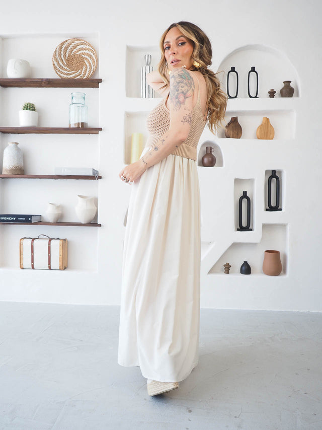 Vestido Midi Com Crochet