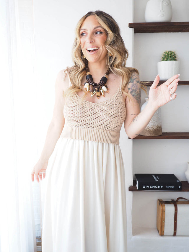 Vestido Midi Com Crochet