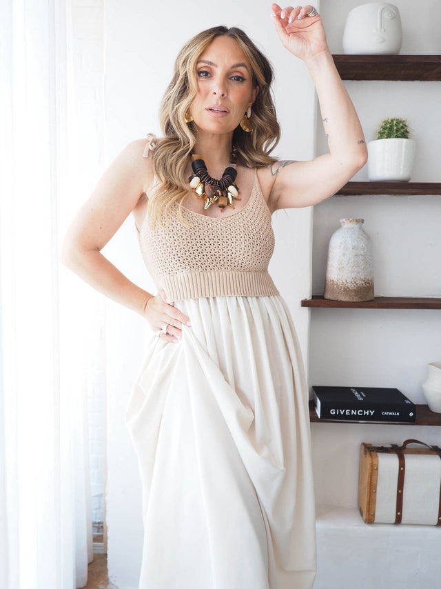 Vestido Midi Com Crochet