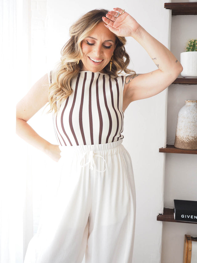 Striped Mesh Top