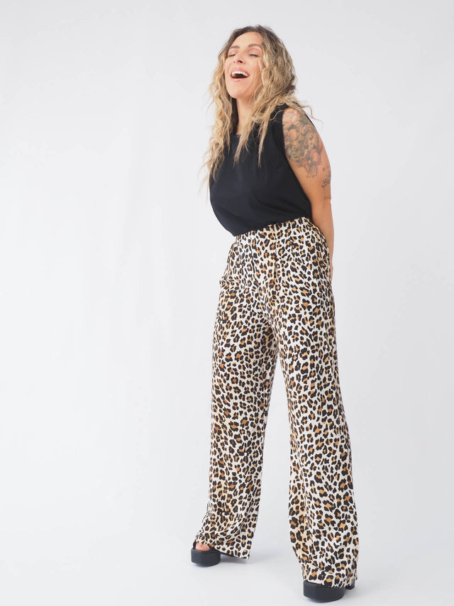 Calças Pantalona Animal Print