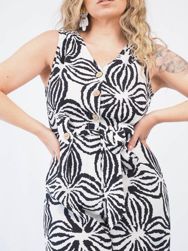 Printed Jumpsuit With Belt