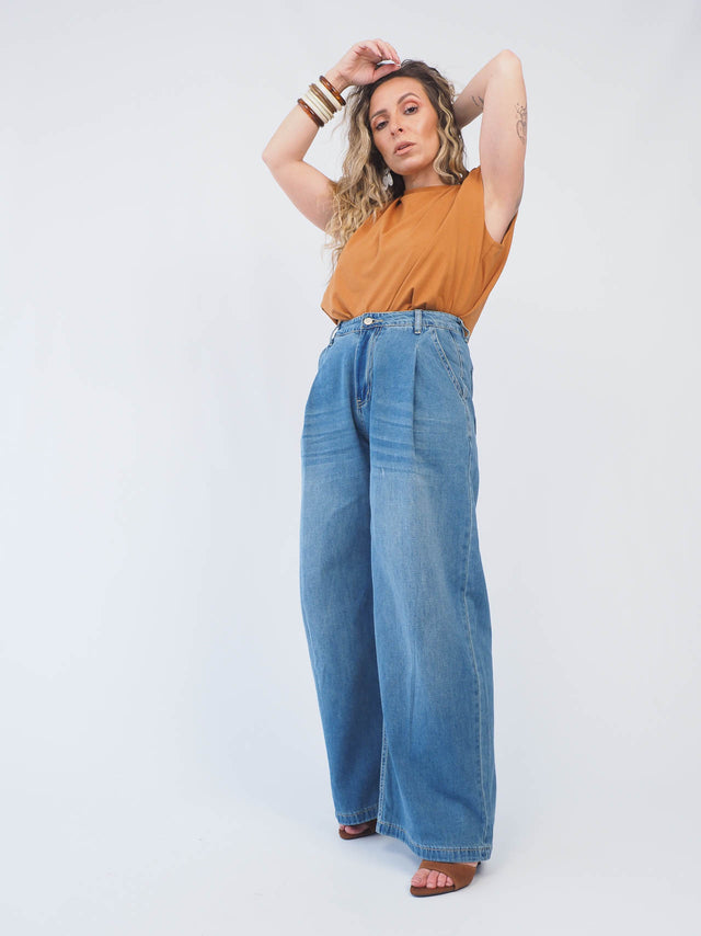 Denim Wide Leg Pants