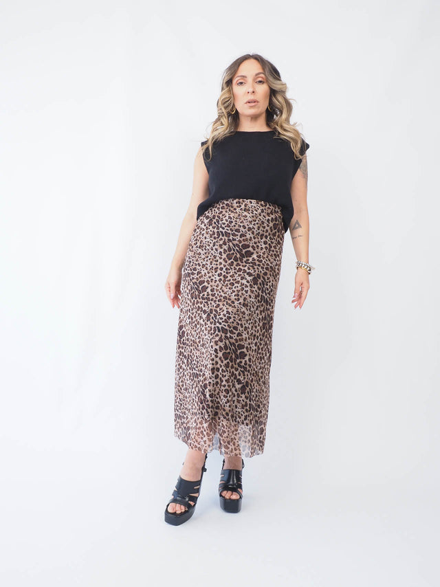 Animal Print Tulle Skirt