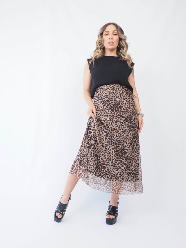 Animal Print Tulle Skirt