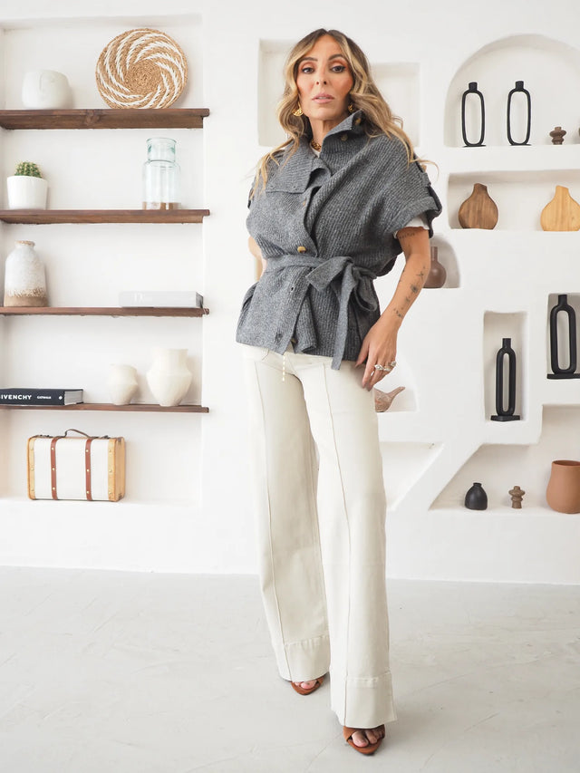 Jean Wide Leg Taille Haute à Poches