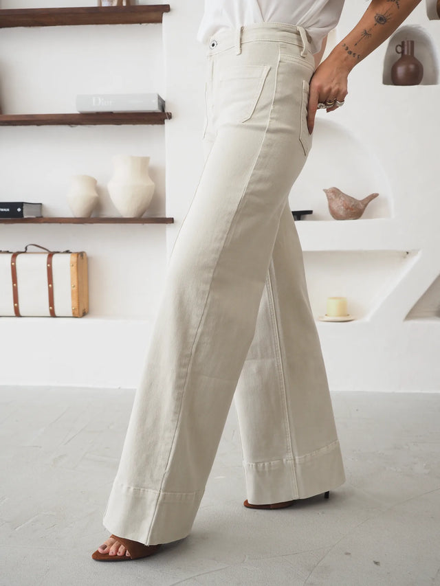 Jean Wide Leg Taille Haute à Poches