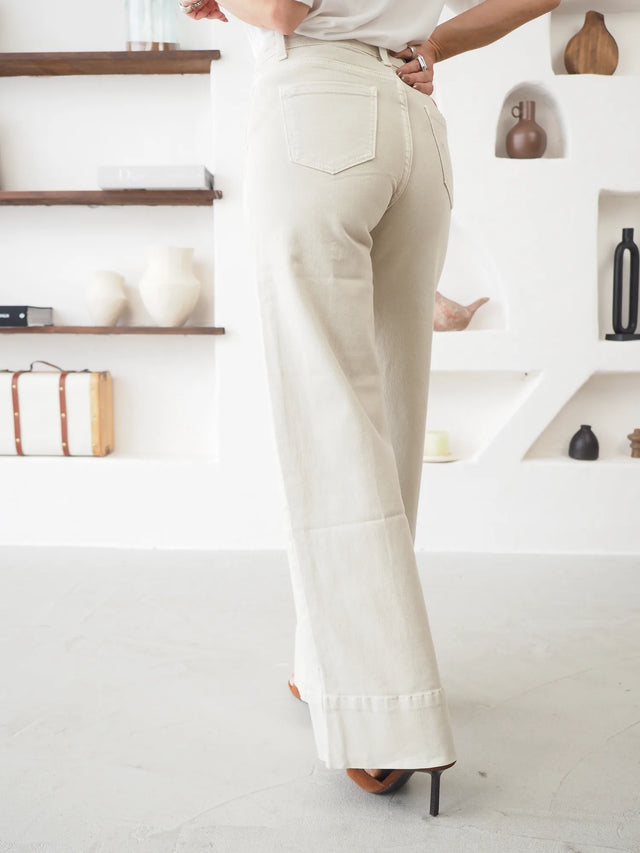 Jean Wide Leg Taille Haute à Poches
