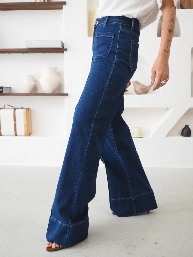 Jean Wide Leg Taille Haute à Poches