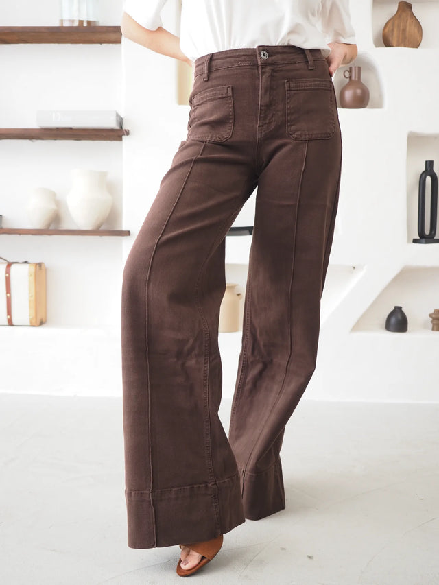 Jean Wide Leg Taille Haute à Poches