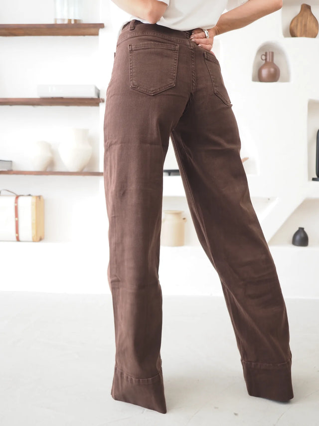 Jean Wide Leg Taille Haute à Poches