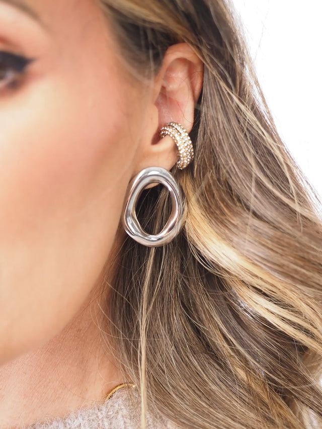 Manchette d'Oreille à Strass en Acier Inoxydable