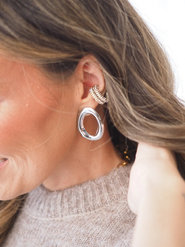 Manchette d'Oreille à Strass en Acier Inoxydable