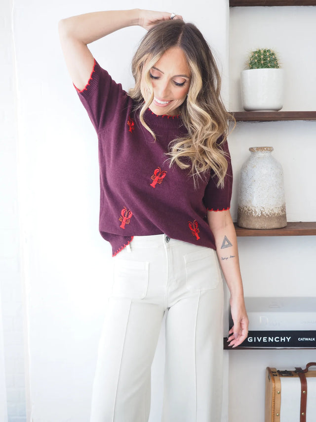 Camisola Malha Manga Curta Lagosta