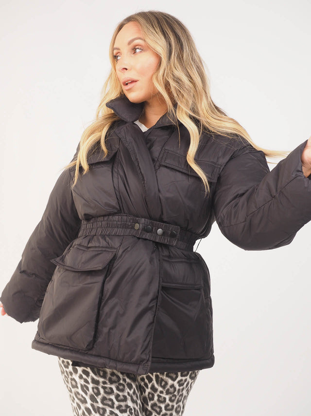 Padded Jacket With Belt