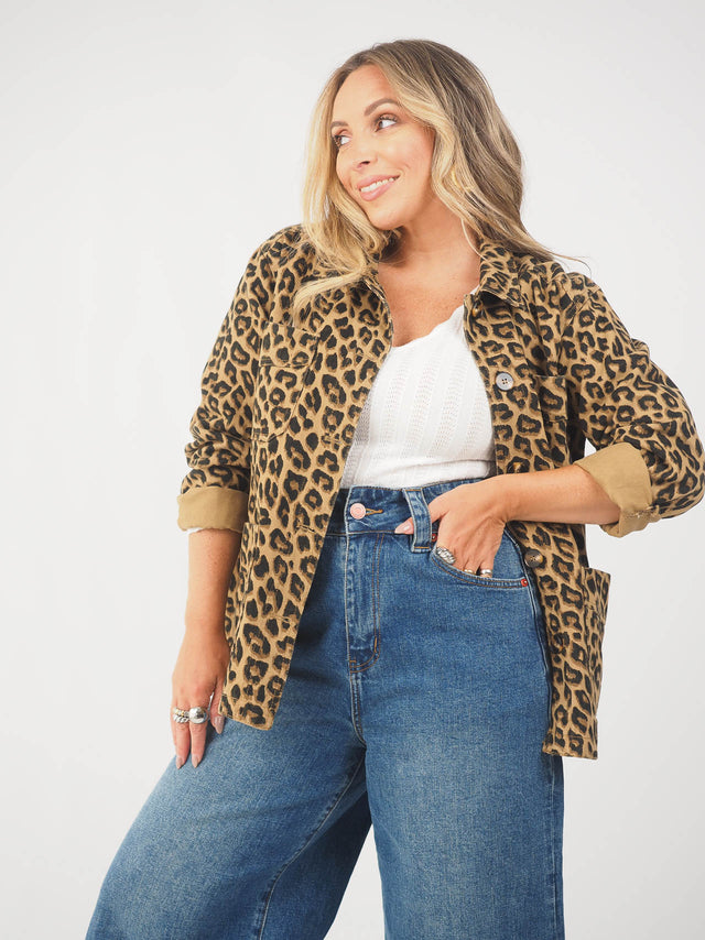 Animal Print Denim Overshirt