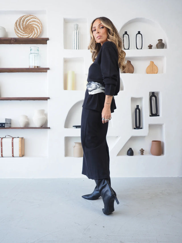 Conjunto de Malha Camisola e Saia