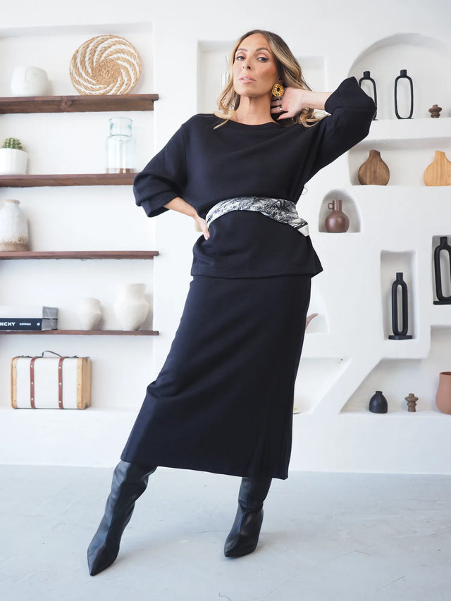 Conjunto de Malha Camisola e Saia