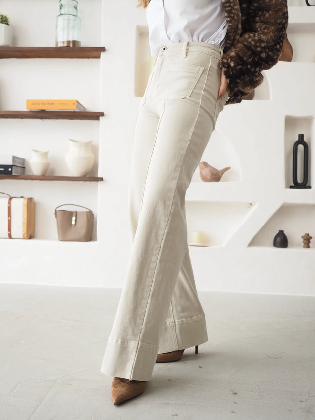 Jean Wide Leg Taille Haute à Poches
