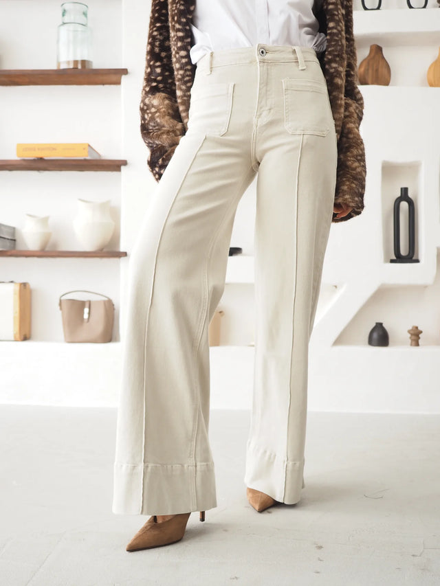 Jean Wide Leg Taille Haute à Poches