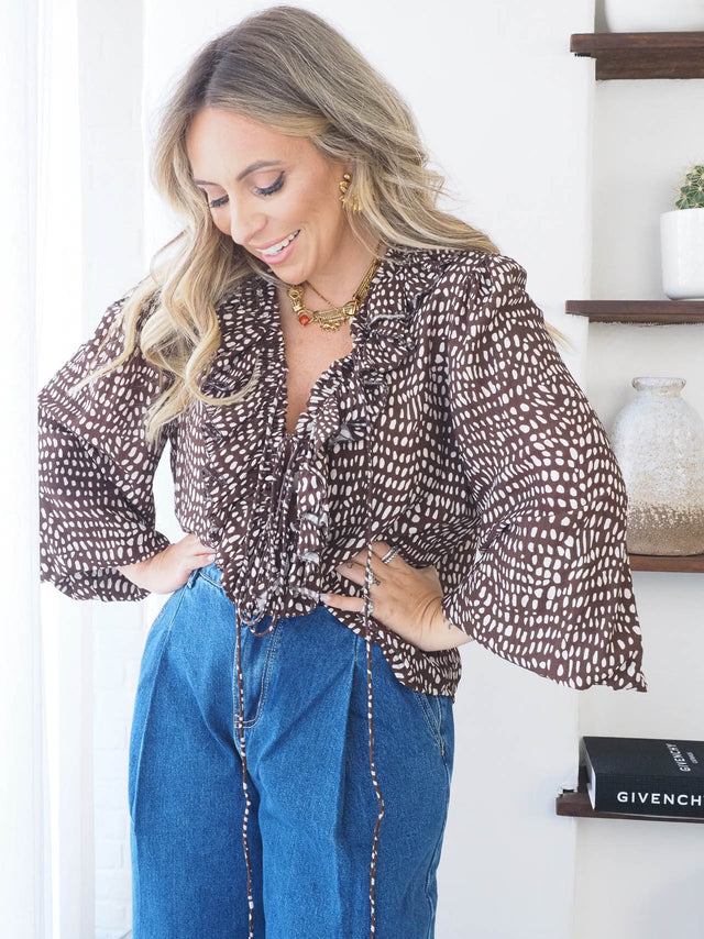 Blusa de Folhos Estampada