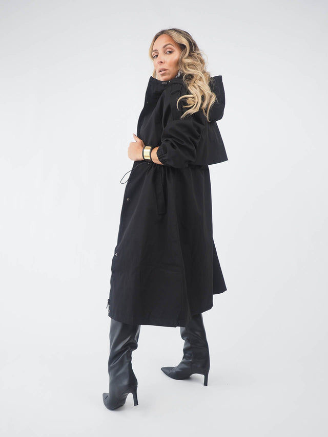 Oversized Trench Coat With Hood