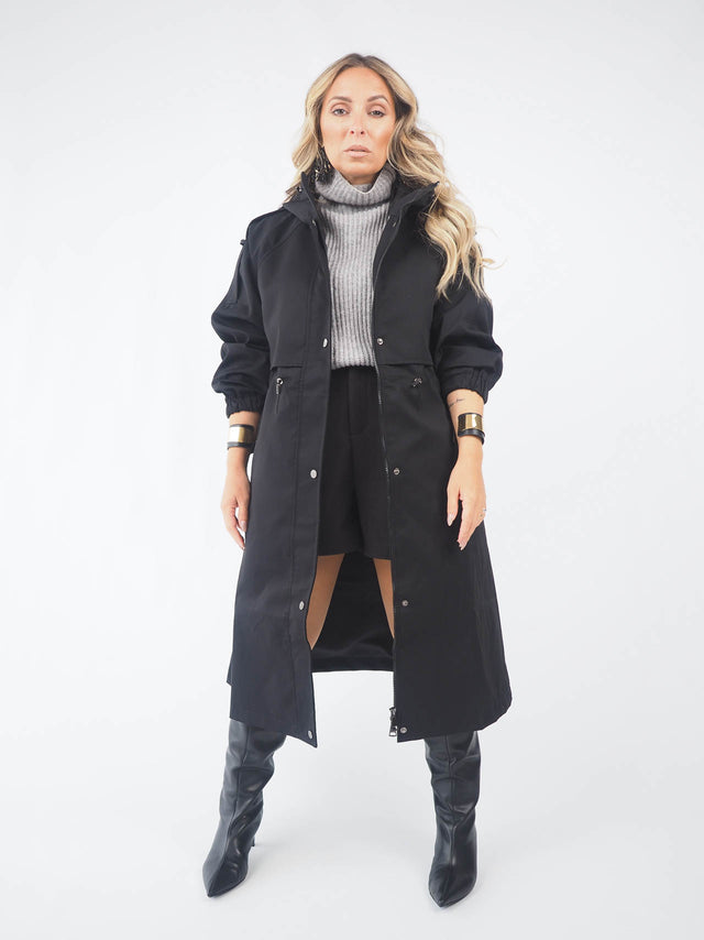 Oversized Trench Coat With Hood