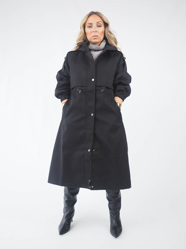 Oversized Trench Coat With Hood