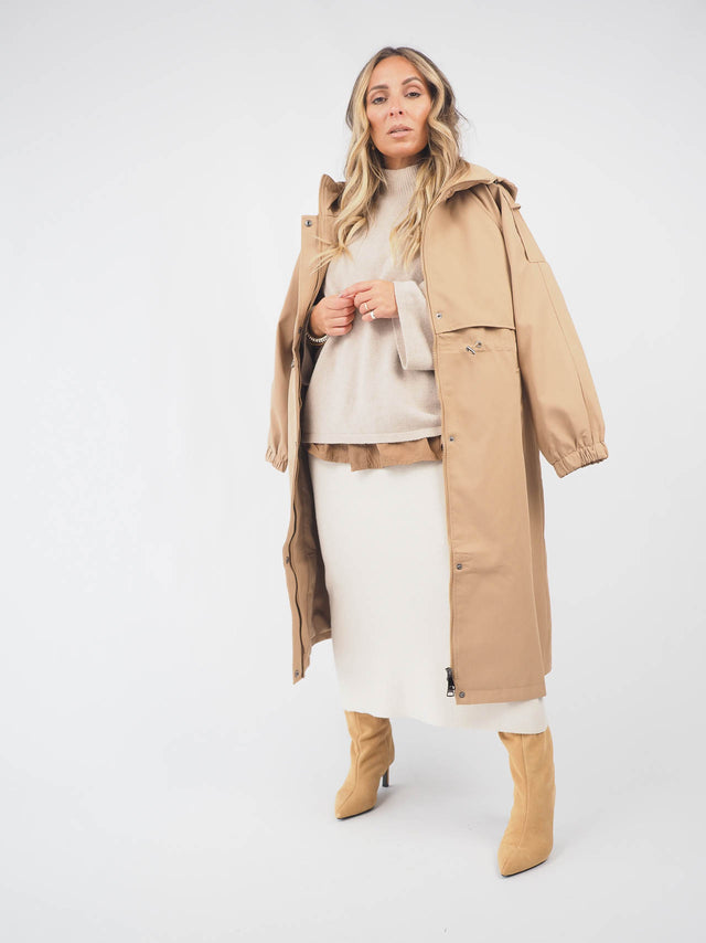 Oversized Trench Coat With Hood