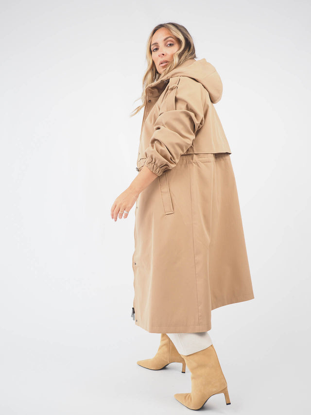 Oversized Trench Coat With Hood